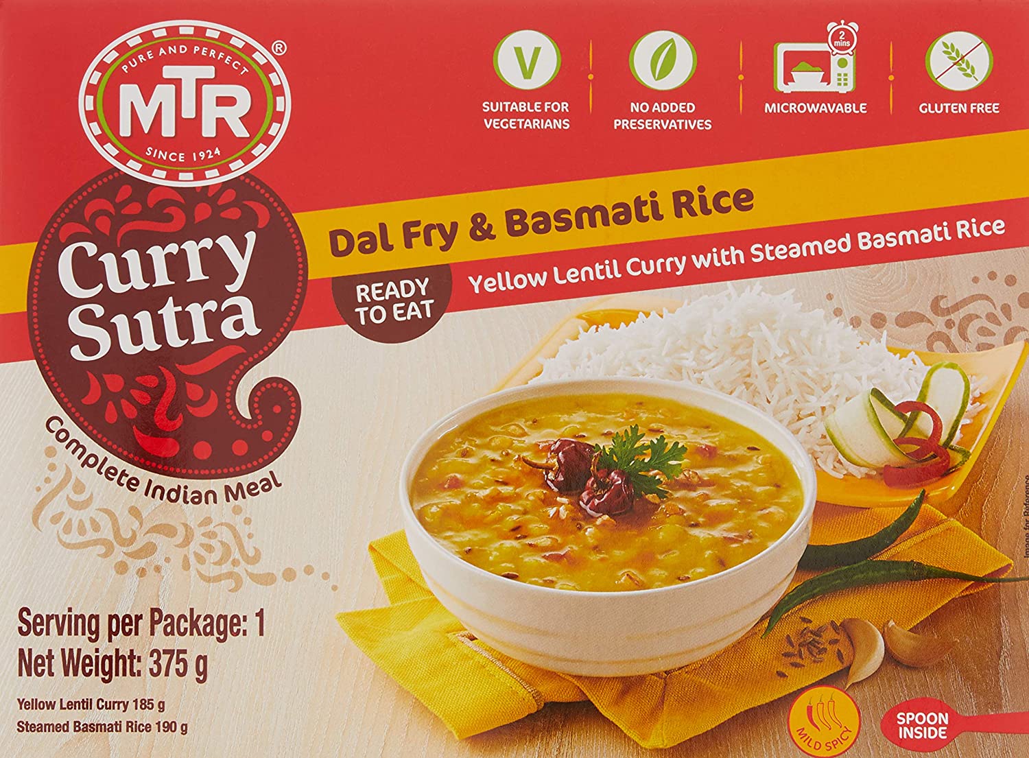 MTR Bereit zu essen – Dal Fry und Basmati Reis 13,22 oz(375g)