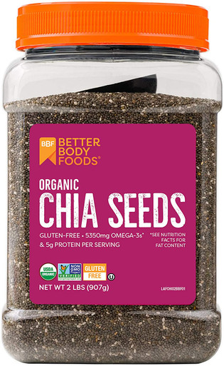 BetterBody Foods Bio Chia Samen mit Omega-3, Nicht-GVO (2 Pfund)