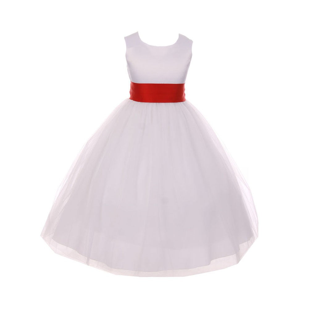 Große Mädchen Weiß Rot Tüll Satin Schärpe Bow Junior Brautjungfernkleid 8-14