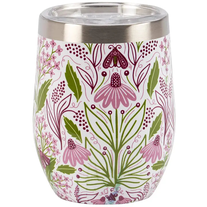 Lila mit Blumenmuster Kaffee / Wein Tumbler