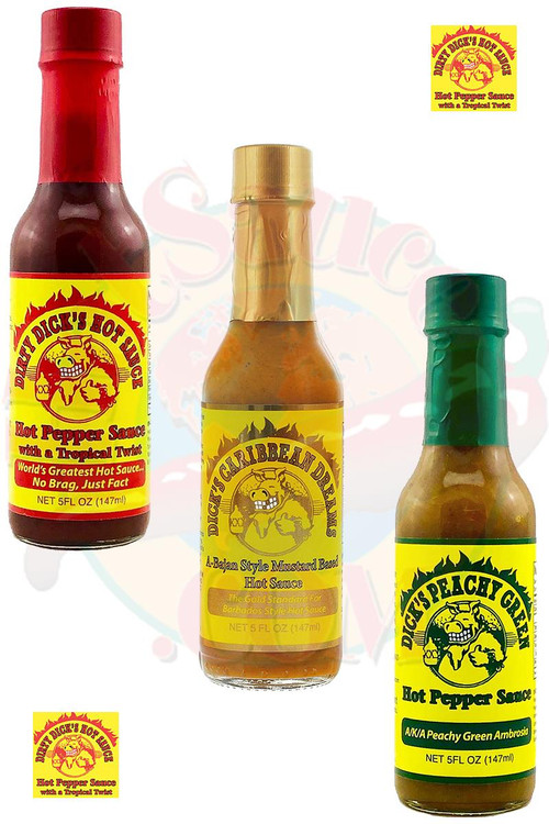 Schmutzige Dick's Hot Pfeffer Sauce Combo Packung, 3/5oz