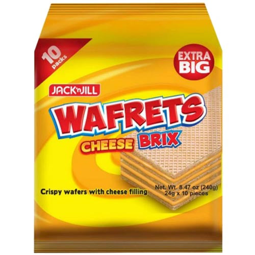 Jack ’n Jill – Wafrets Käse Brix – Knusprige Waffeln mit Käsefüllung – 10 Packungen – 240 G