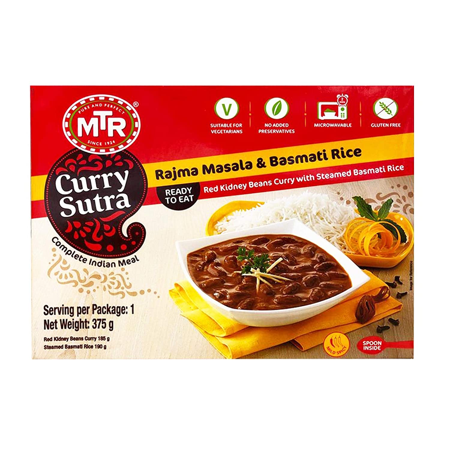 MTR Bereit zu essen – Rajma Masala und Basmati Reis 13,22 oz(375g)