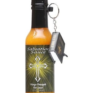 scharfe Sauce Heilsauce Mango Ananas mit Mini-Bibel Schlüsselanhänger 5 Unzen