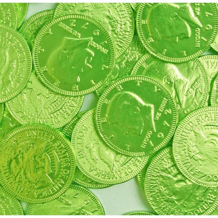 Kiwi grüne Schokolade Folien Münzen