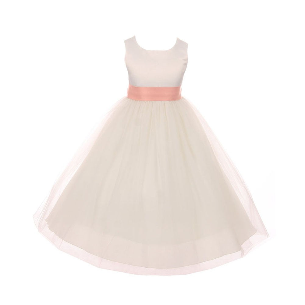 Große Mädchen Elfenbein Pfirsich Satin Schärpe Bow Junior Brautjungfernkleid 8-14