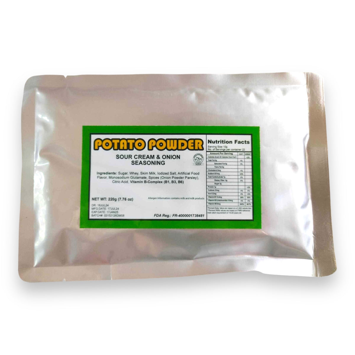 Kartoffelpulver – Sauerrahm und Zwiebelwürze – 220 G