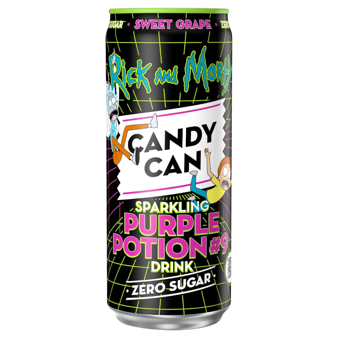 Rick and Monty sprudelnd lila Trank Bonbons Dose – Null Zucker
