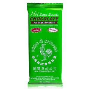 heiße gesalzene Sriracha-Schokolade 70% dunkle Schokolade