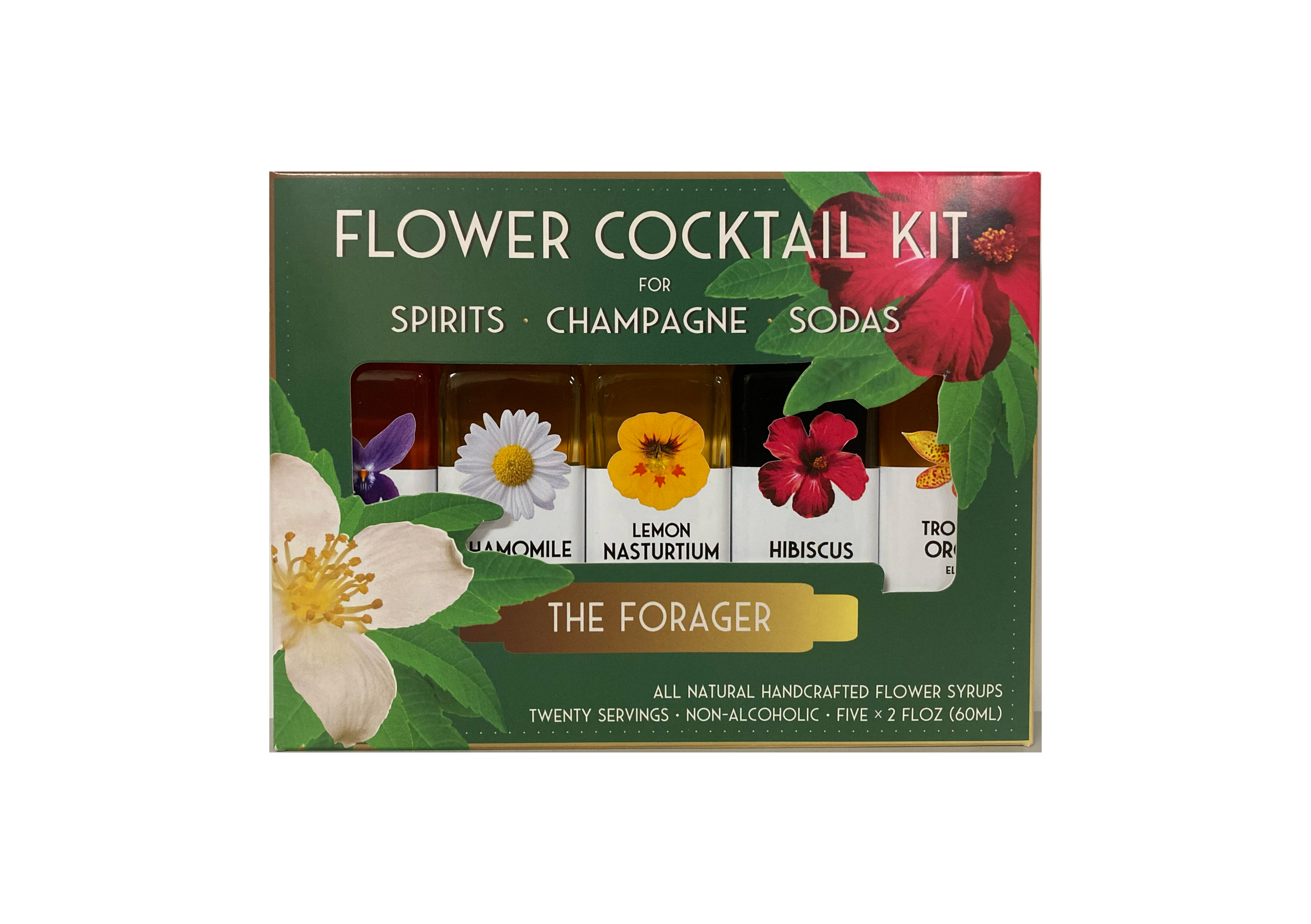 Mit Blumenmuster Elixir Co. – Das Forager Cocktail Kit. 5-Packung Blumensirupe