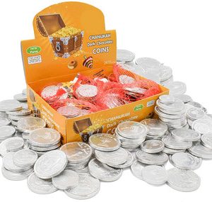 Hanukkah dunkle Schokolade Gelt Münzen, koscher Parve, 24 Mesh Taschen