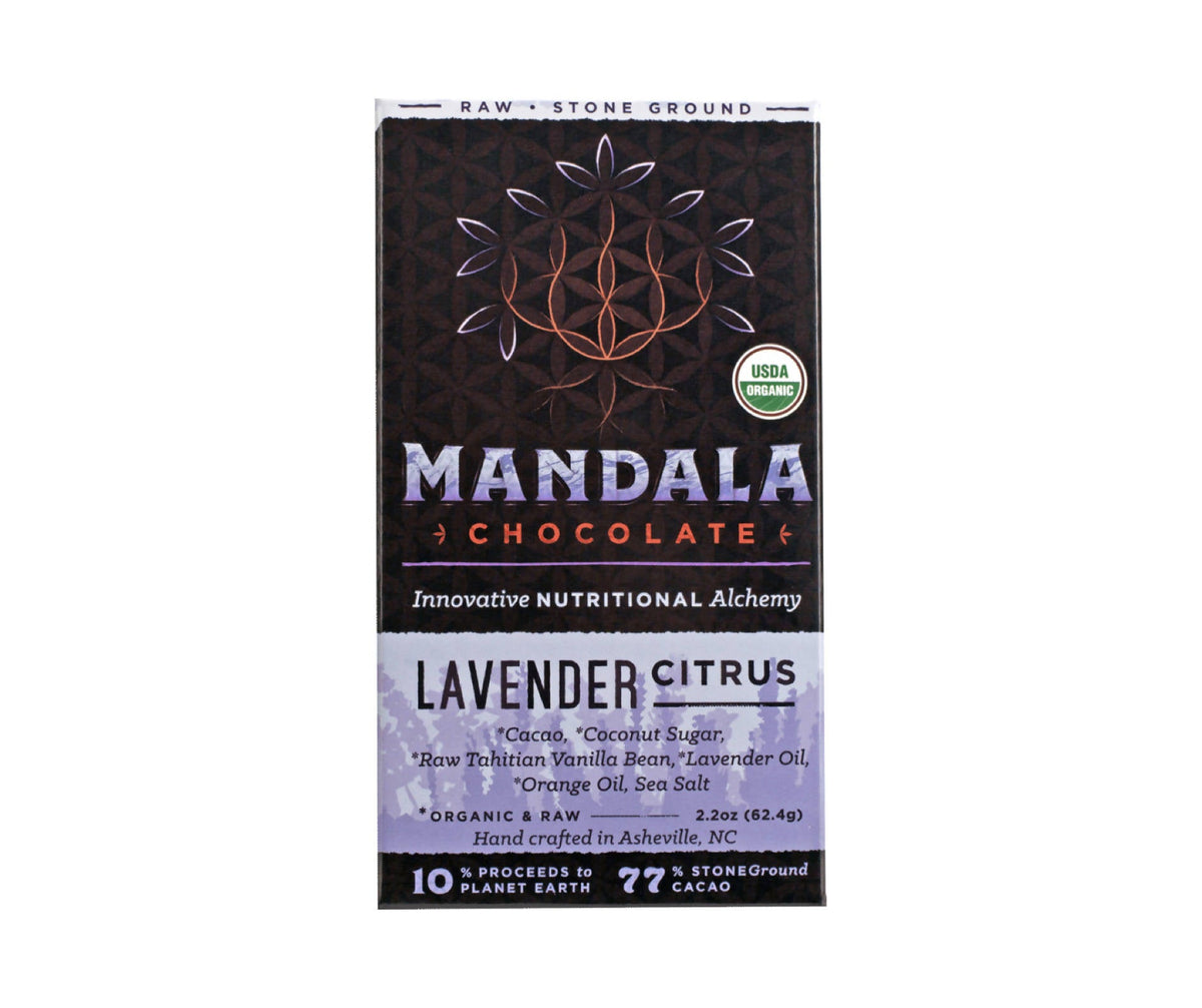 Bio 77% Kakao Lavendel Citrus Schokoriegel – 6 x 2,2 oz