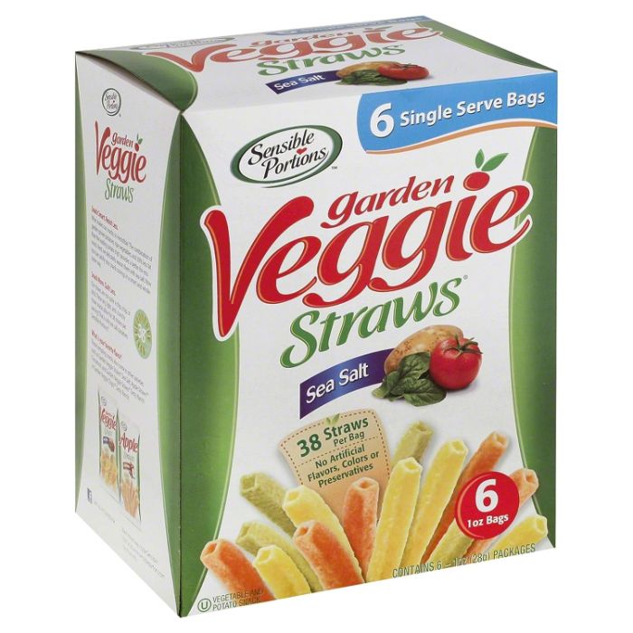 Sensible Portionen Garten Gemüse Strohhalme Meersalz 6 oz – Packung mit 6