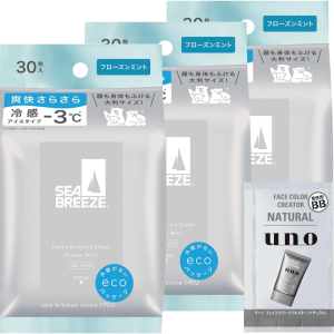 Seabreeze Gesicht & Körper Eisschild gefroren Minze 30 Blatt × 3 Packungen + Bonus – in Japan – tokyo sakura Mall gemacht