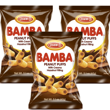 Osem Bamba Erdnuss Puffs mit Haselnusscreme Füllung, 2,1 oz (Packung mit 3)