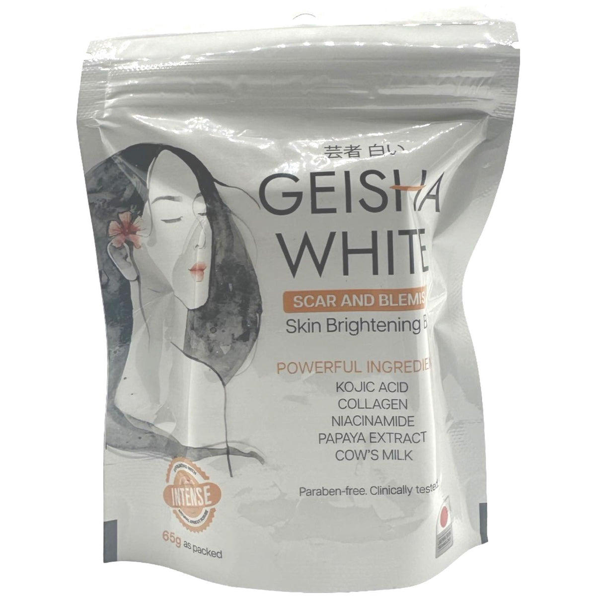 Geisha Weiß – INTENSE – Narbe und Makel – Seifenbar – 65 G