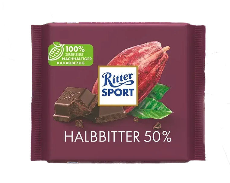 Ritter Sport Halbbitter (Dunkle Schokolade) 50%