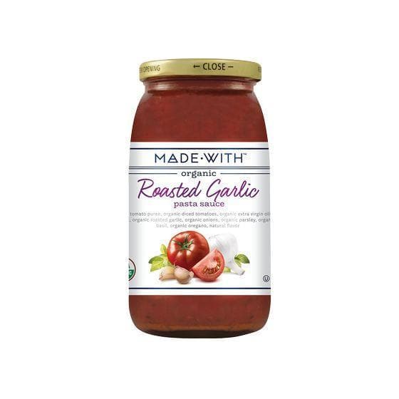 Hergestellt mit – Bio gerösteter Knoblauch Pasta Sauce, 24oz – Packung mit 12