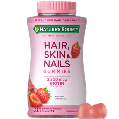Natur Bounty Haar, Haut & Nägel Gummis, 2500mcg Biotin, Erdbeeraroma, 230 Stück