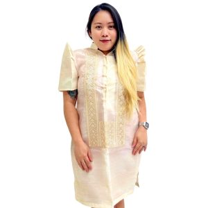 Baro’t Saya Filipiniana Tagalog Special Double Lining with Piping braunes Bayong-Design