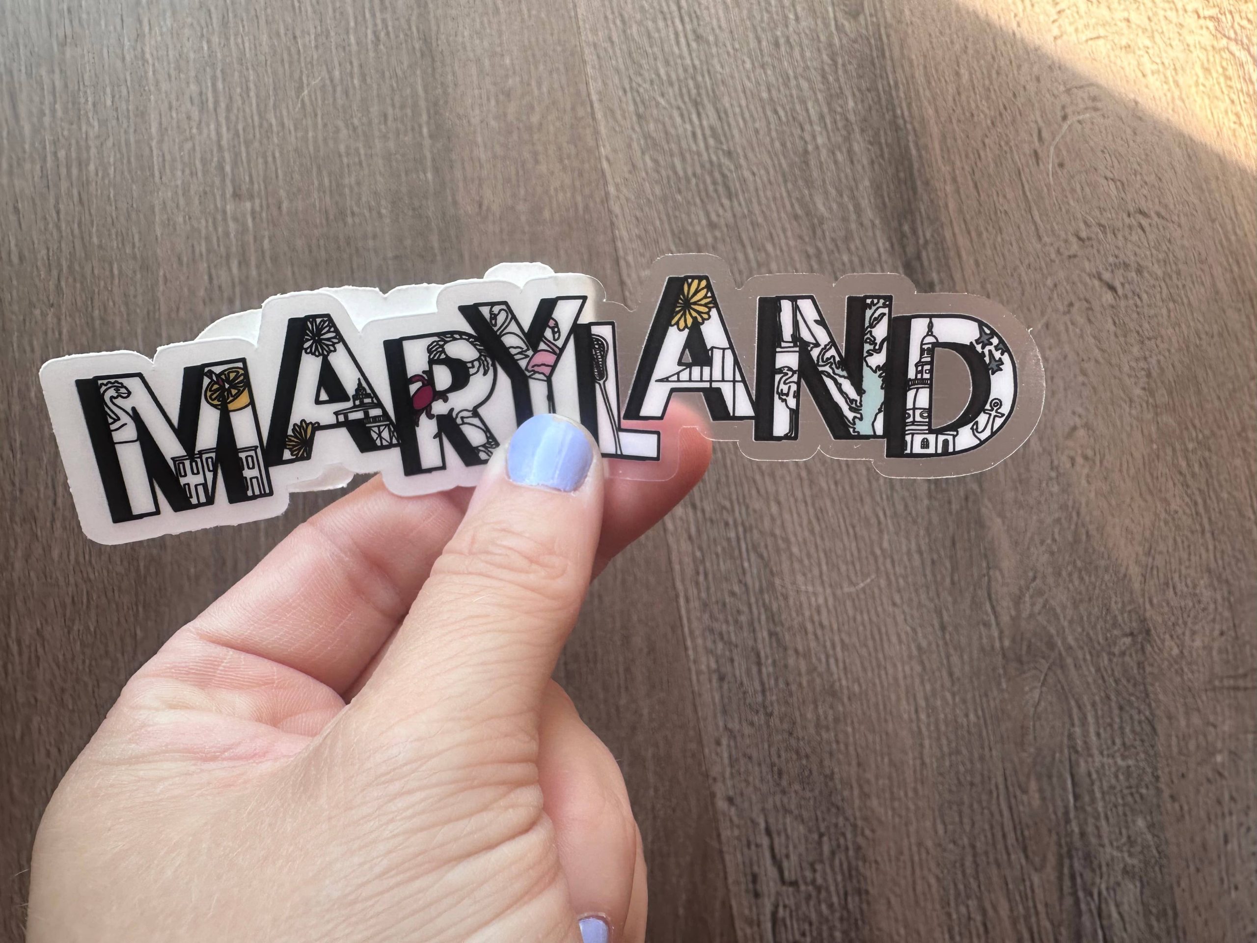Die buchstaben mdn – Maryland Icons Clear Vinyl Aufkleber