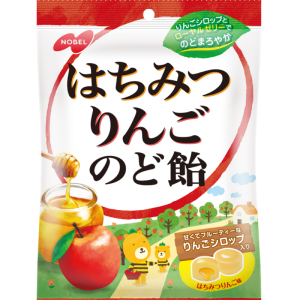 Nobel, Hachimitsu Ringo Nodoame, Honig- und Apfelbonbons, – 110g