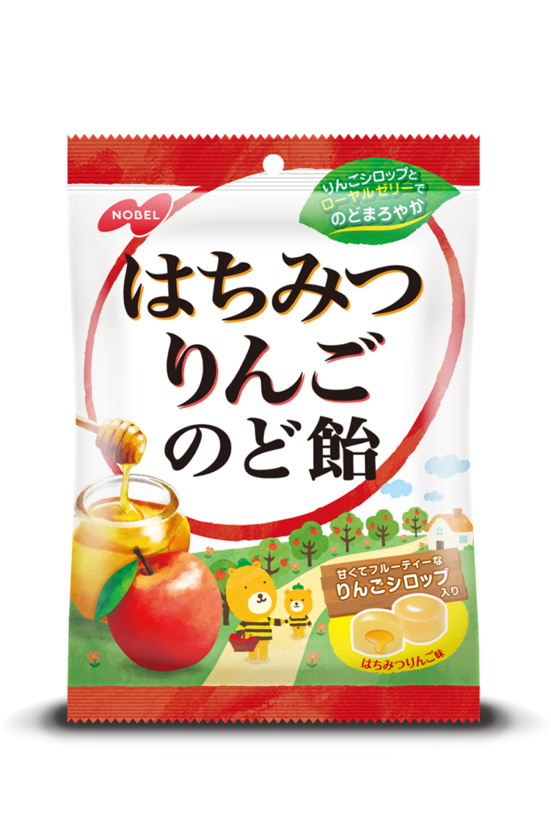 Nobel, Hachimitsu Ringo Nodoame, Honig und Apfel Hartbonbons, 110g