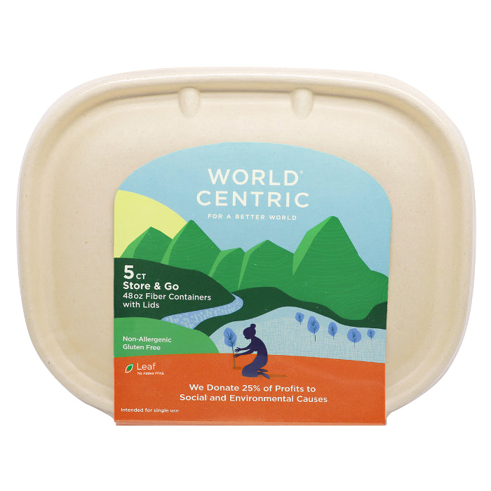 World Centric kompostierbare Behälter und Deckel 48oz 5 Ct – Packung mit 12