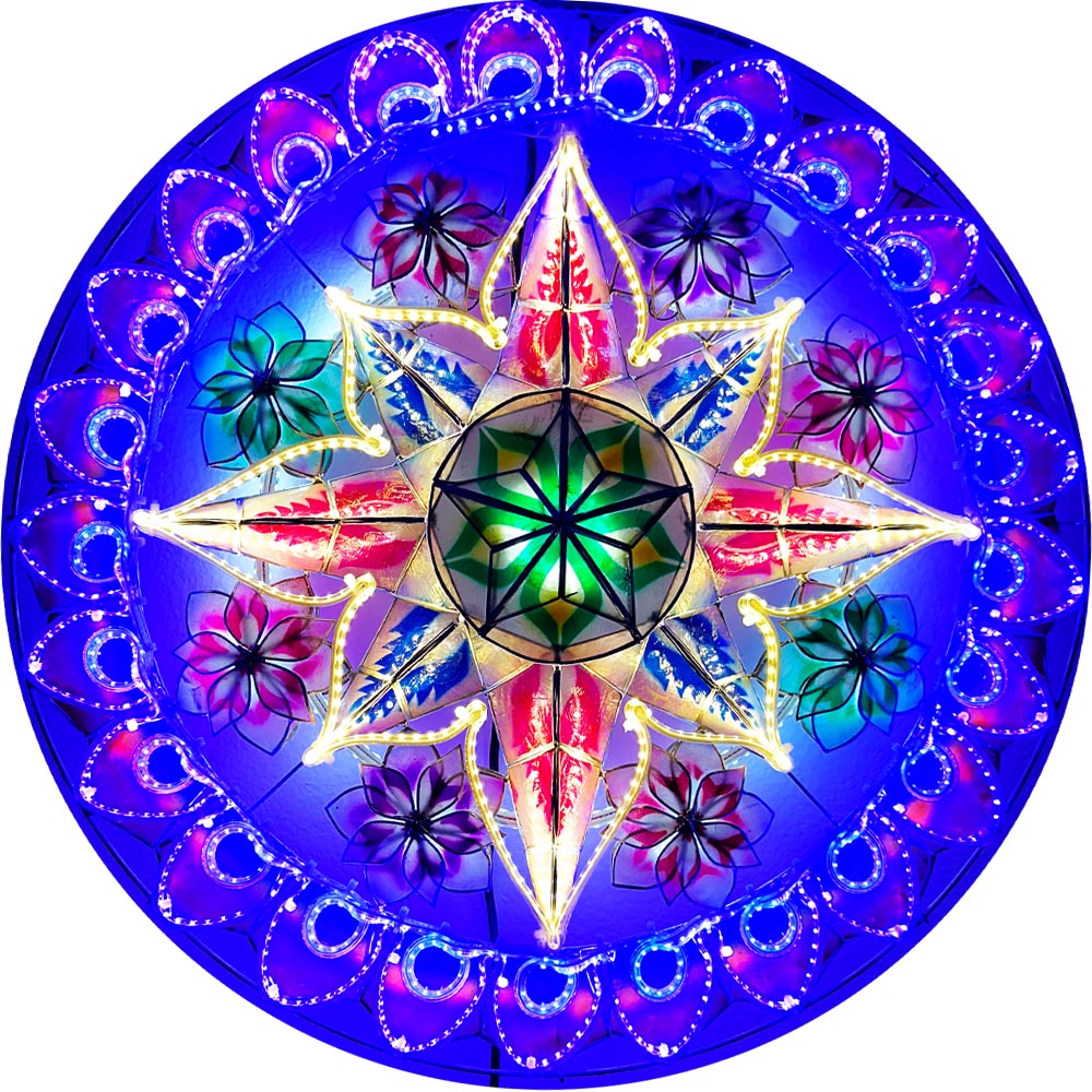Philippinen Weihnachten Capiz Parol Laterne Stern (Tala) – Lila / Blau / Gelb / Weiß – Größe 24