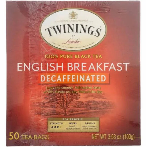 Twinings Englischer Frühstücks-entkoffeiniert-Tee, 50 Beutel – Packung mit 6