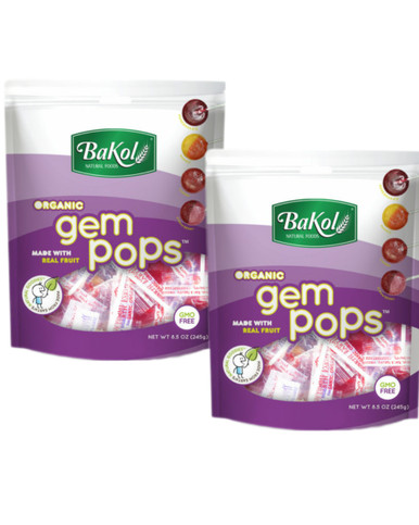 Bakol Bio Gem Pops, verschiedene Fruchtaromen Lollipops, 8,5 oz (Packung mit 2)