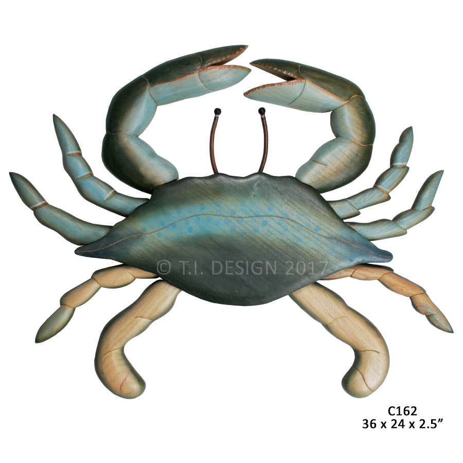 T.I. Design – Handgeschnitzte blaue Krabbe groß
