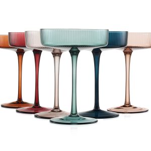 The Wine Savant | Art Deco gerippte gedämpfte Farbe Coupé/Cocktail Brille