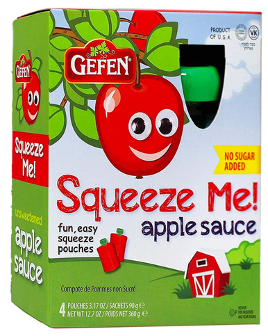 Gefen Kein Zucker Hinzugefügt Apfelsoße Beutel, 3.17 oz (4 Stück)