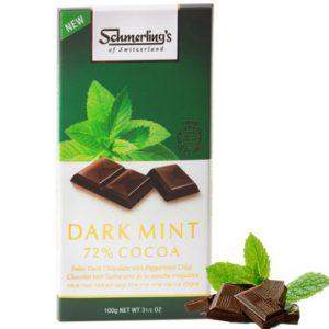 Schmerling’s Swiss dunkle Minze Schokoriegel, 72 % Kakao mit Pfefferminzknacker, 3,5 Unzen