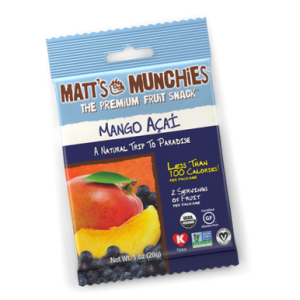 Matt’s Munchies Premium-Frucht-Snack Mango acai koscher für Passover, 1 Unze.