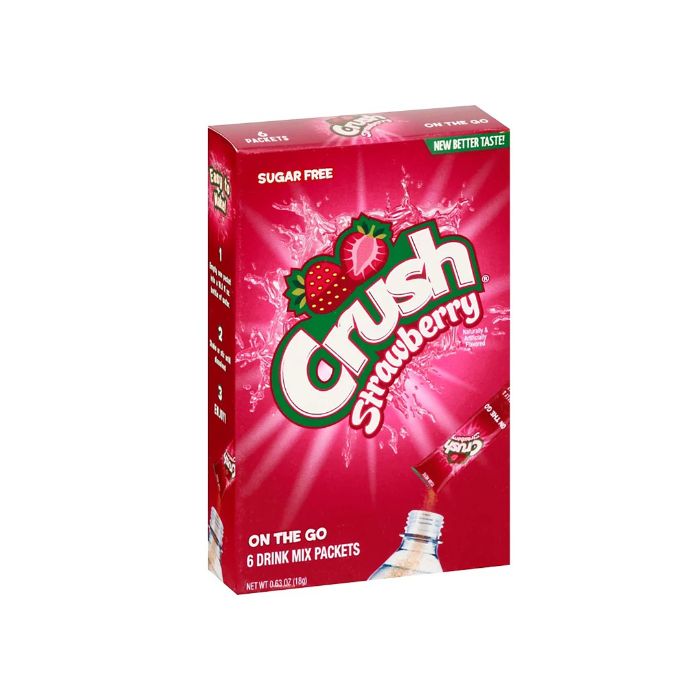 Crush – Erdbeerpulver Drink Mischung, 0,63 oz (6-Packung) – Packung mit 12 Stück