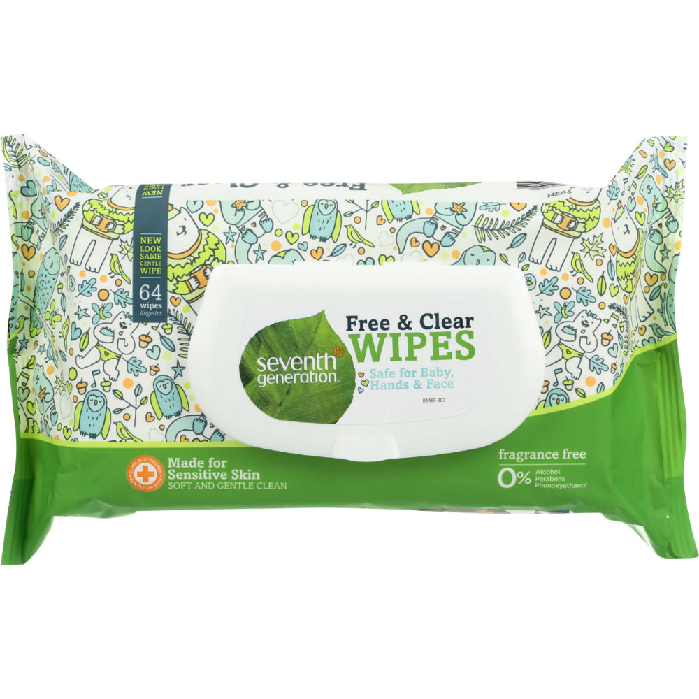Seventh Generation Free & Clear Baby Wipes Hade & Face 64PC (Packung mit