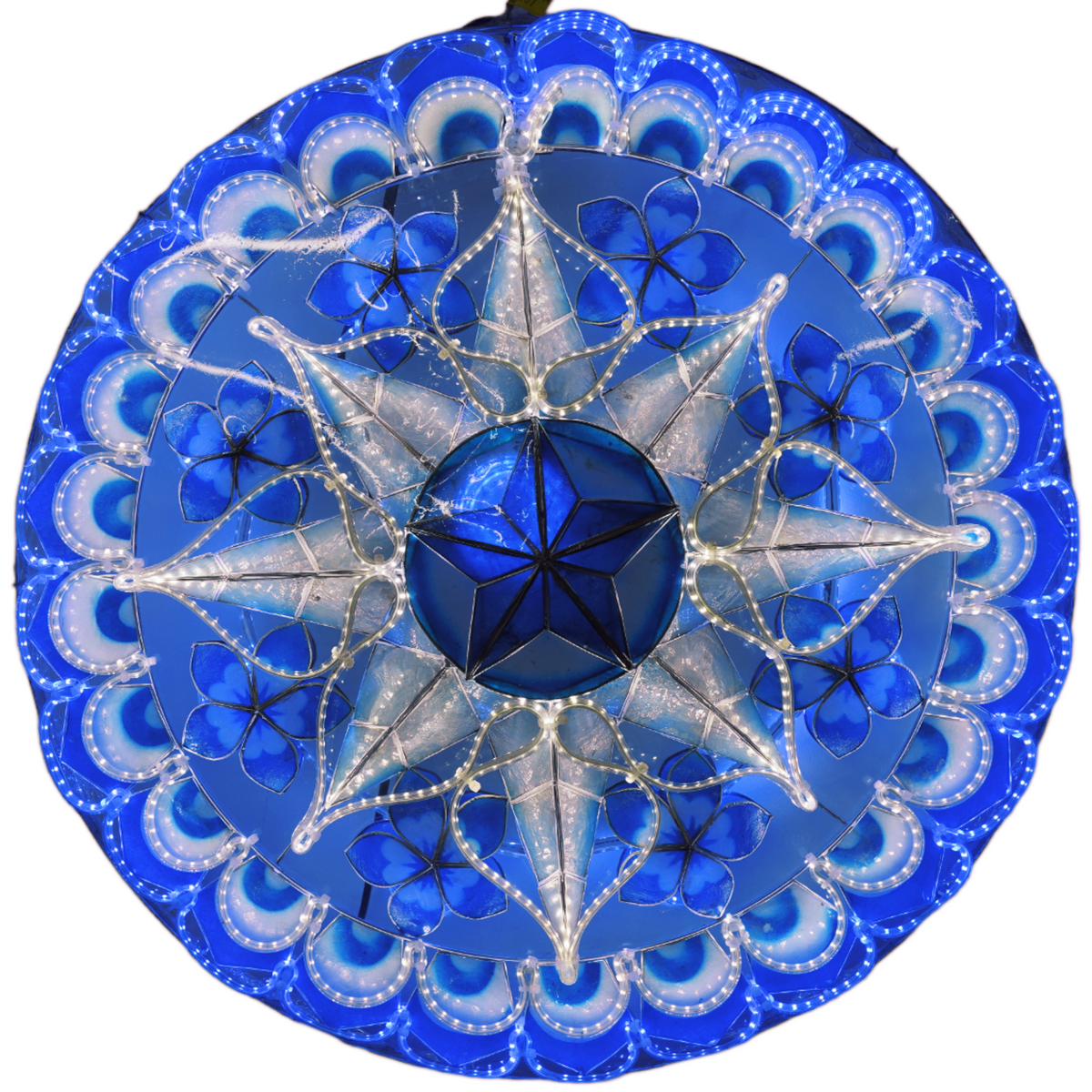 Philippinen Weihnachten Capiz Parol Laterne Stern (Tala) – Blau/Weiß- Größe 24