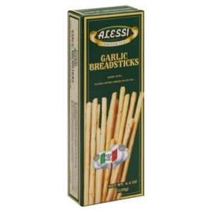 Alessi Dünne Knoblauchbrotstangen, 4,4 Oz – Packung mit 12 Stück