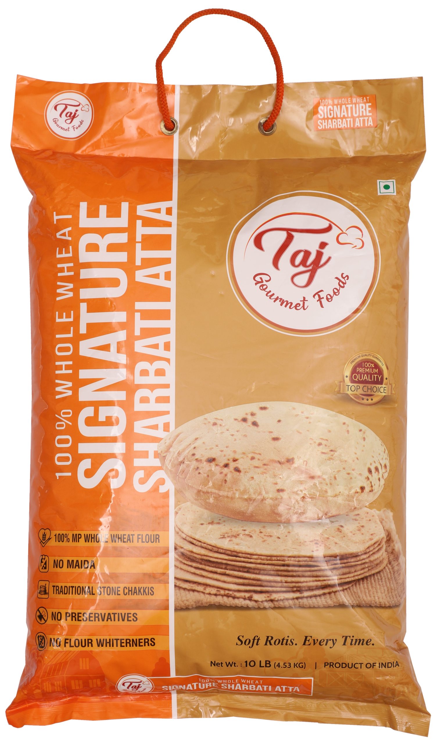 TAJ Signature Sharbati Atta, 100% Vollkornmehl, Chappati Mehl, 10lbs