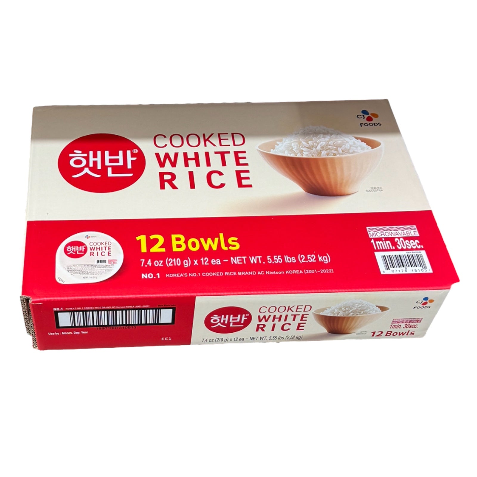 CJ Foods Gekochter Weißer Reis 12-Packung – Schnelle & einfache Mahlzeiten