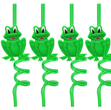 Passah Frog Spirale Trinkhalme, grün, 4er Packung