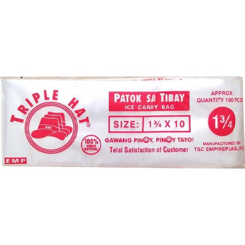 Triple Hut – PE Ice Süßigkeiten Tasche / Wrapper – Größe 1-1/2 X 10 – 100 Stück – 60 G