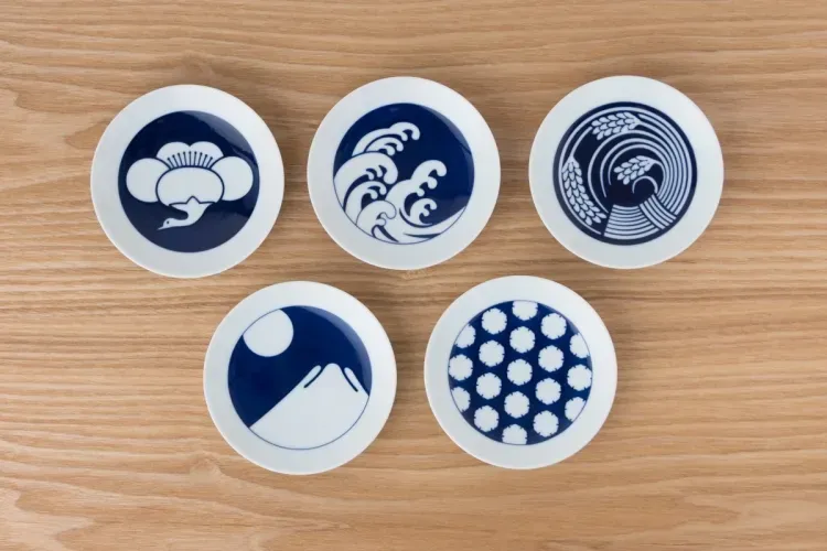 Kihara, Aritayaki, Mamezara, Kleine Platte, Vier Jahreszeiten, 5 Stück Set