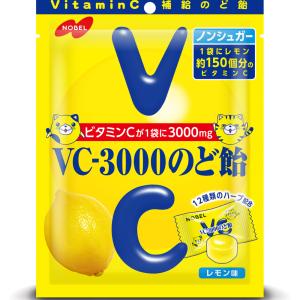Nobel, VC-3000 Nodoame, Zitronengeschmack harte Süßigkeiten, – 90g