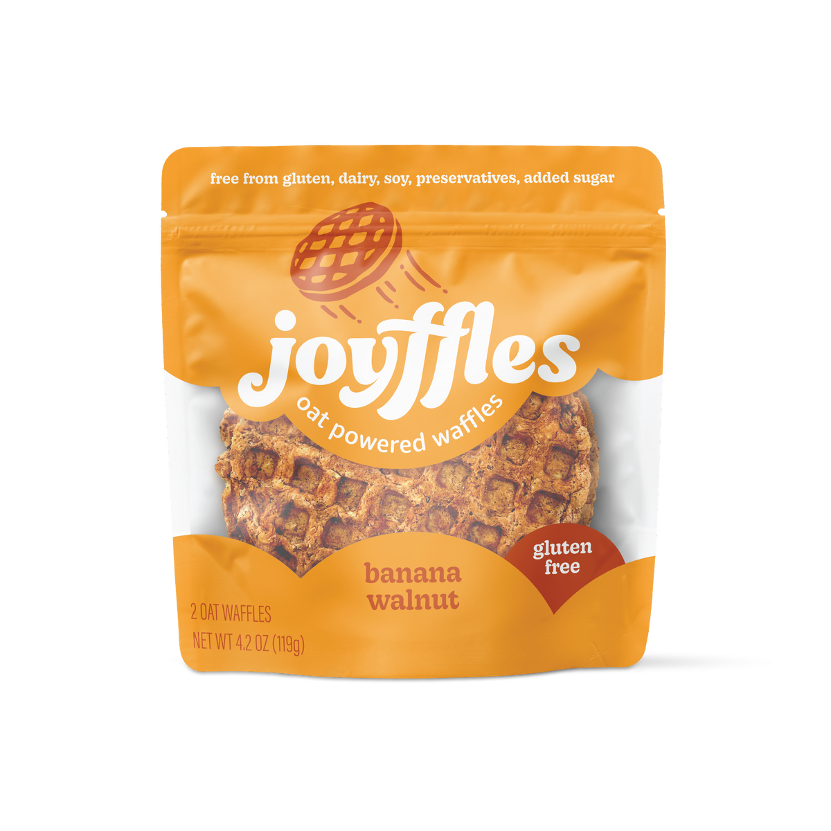 Joyffles Banane Walnuss (nussig, knuspriger Komfort) Waffeln – 2-teilige Packung