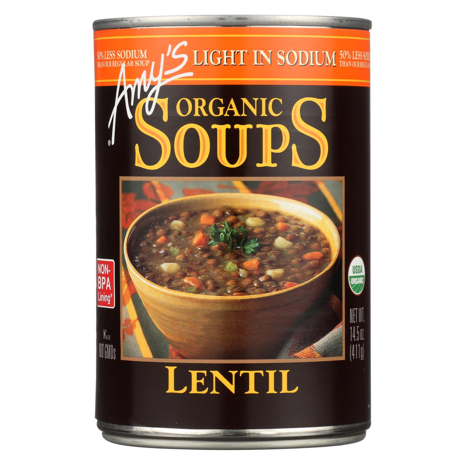 Amy's Organische, natriumarme Linsensuppe, 14,5 Oz – Packung mit 12
