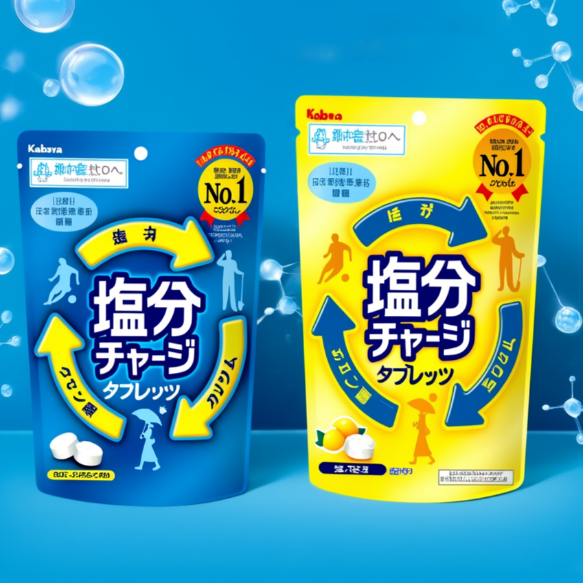 Kabaya Salz Charge Tablets 2 Geschmacksrichtungen Set (Zitrone & Sportgetränk) 81g×3 Stück – Hergestellt in JAPAN – Tokyo Sakura Mall