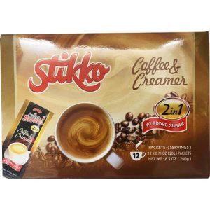 Stikko – 2 in 1 Kaffee und Sahneer (kein Zuckerzusatz) -12 Packungen – 240 g